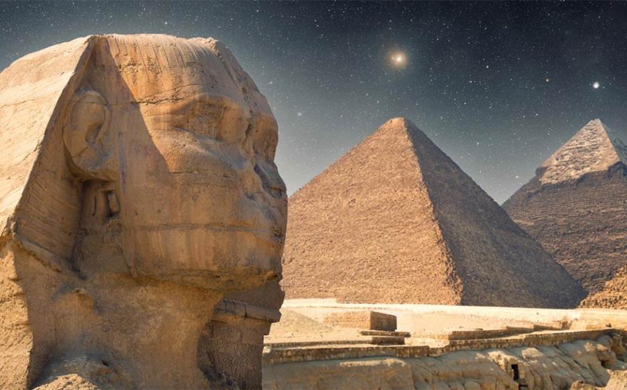 What secrets could the alignment of the Giza Sphinx and the Great Pyramid of Giza be hiding? Could there be further hidden pyramid chambers inside the Great Pyramid? Source: Aliaksei / Adobe Stock