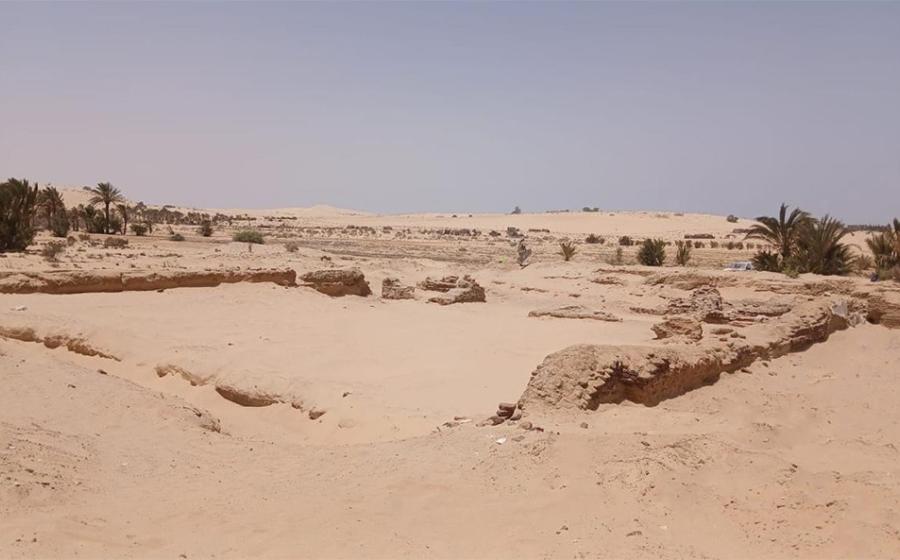 Remains of the probable medieval roadside khan uncovered at the lost city of Asila in North Sinai.