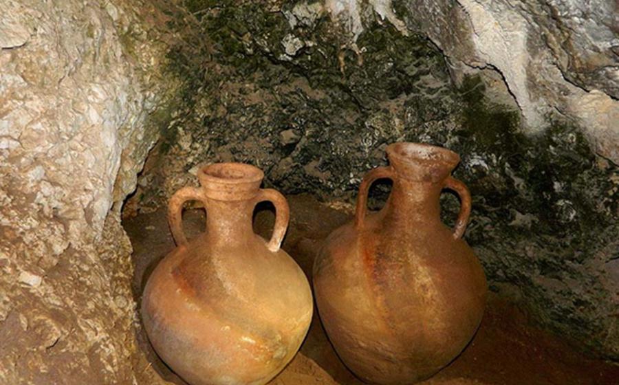 Two of the jugs excavated from the hard to reach cave on the Israeli/Lebanon boarder. 