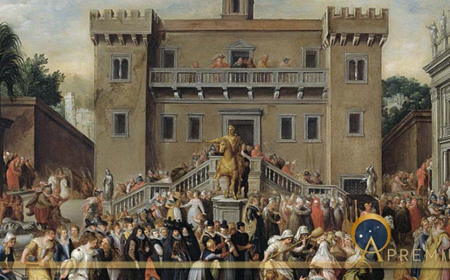 The Women of Rome Gathering at the Capitol by Pieter Isaacsz (1600) Rijksmuseum (Public Domain)