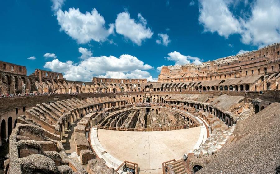 Was sophisticated Roman technology used in construction of the Roman Colosseum?