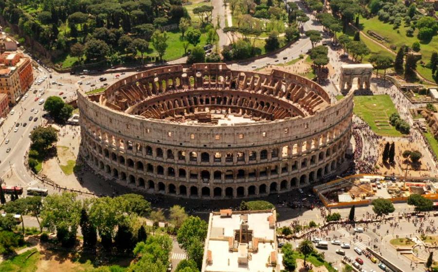 Aerial view on the Roman Colosseum in Italy. Source: dimabucci/Adobe Stock