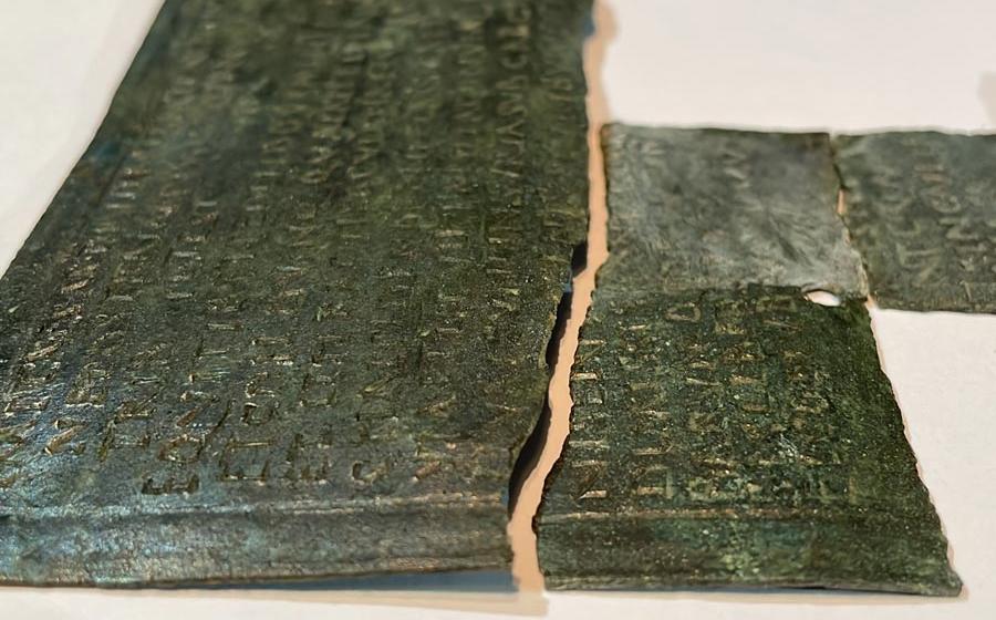 The bronze plate pieces of the Roman military diploma found in the ancient Anatolian city of Perre or modern-day Adiyaman, Turkey. Source: Anadolu Agency