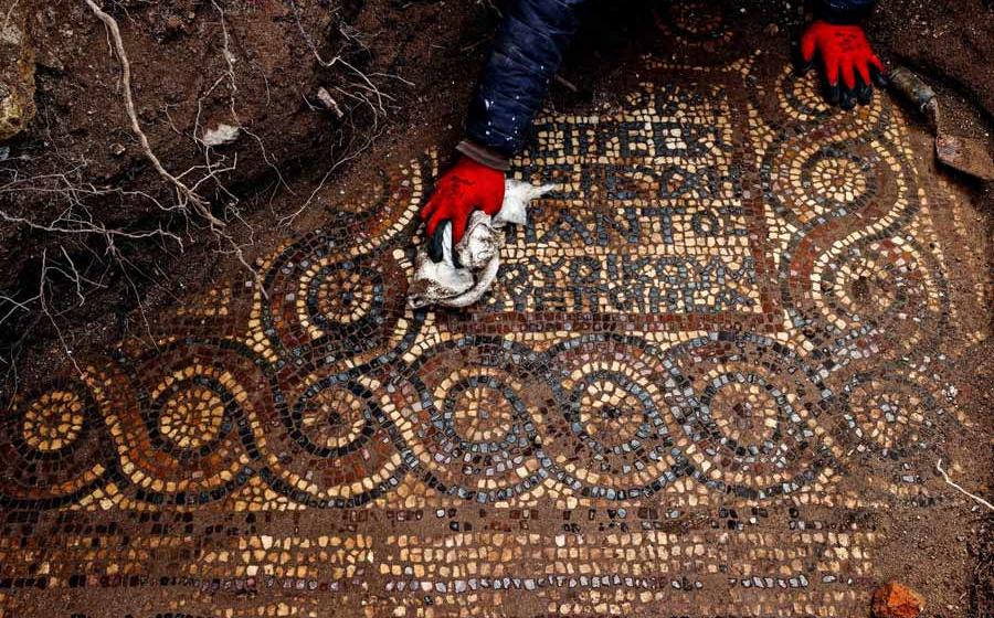 The Roman monastery mosaic recently unearthed in Western, Turkey