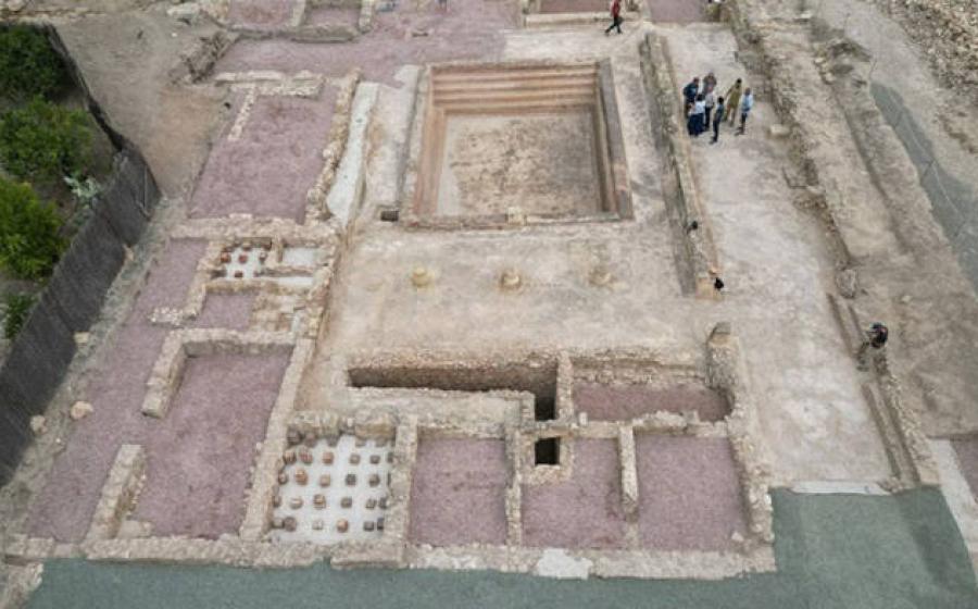 Aerial view of the Eastern Baths excavation site at La Alcudia, Spain
