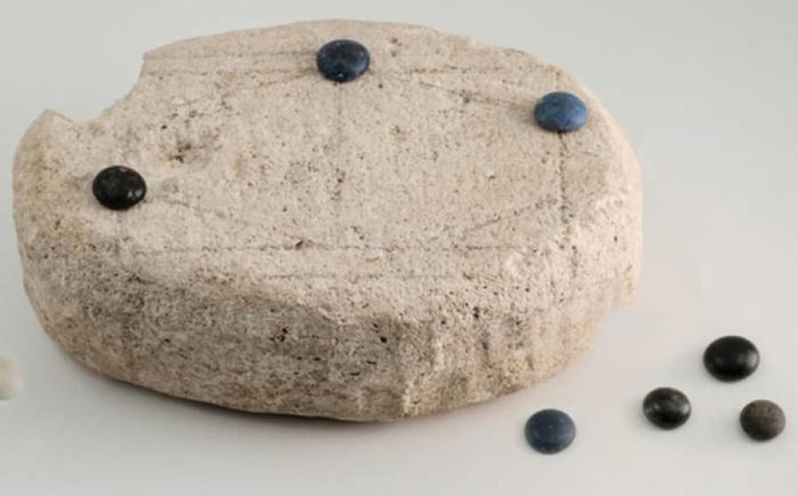 Incised limestone “board” from Coriovallum (Heerlen), Netherlands.