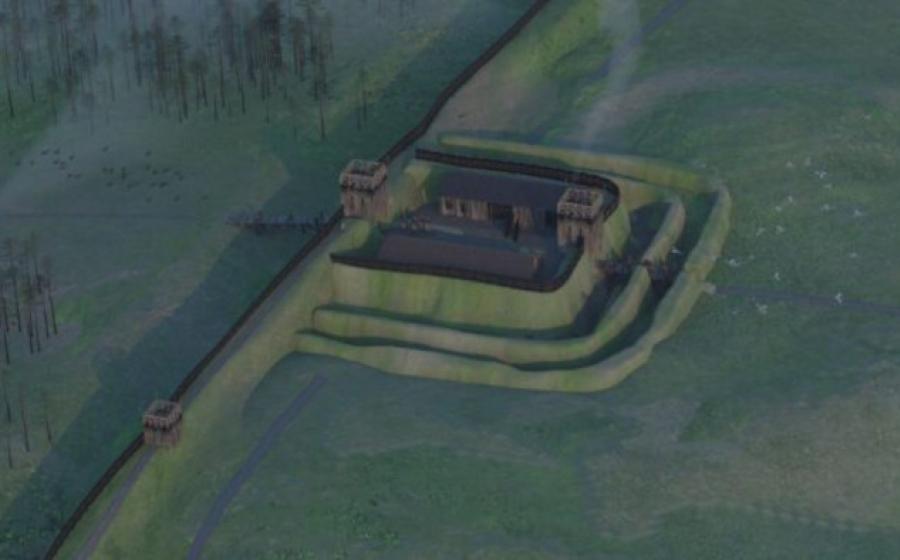 Visual reconstruction of the Boclair Road Roman fortlet.
