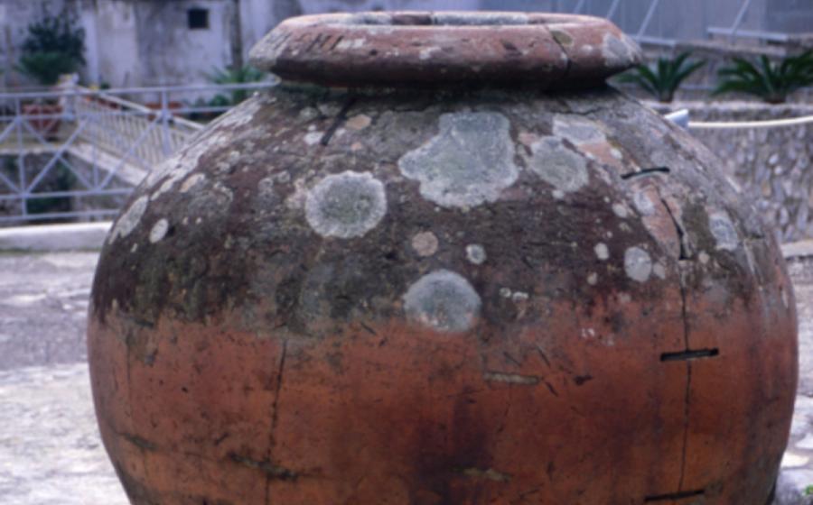 A large Roman dolium from the Roman villa at Minori in Campania, Italy.