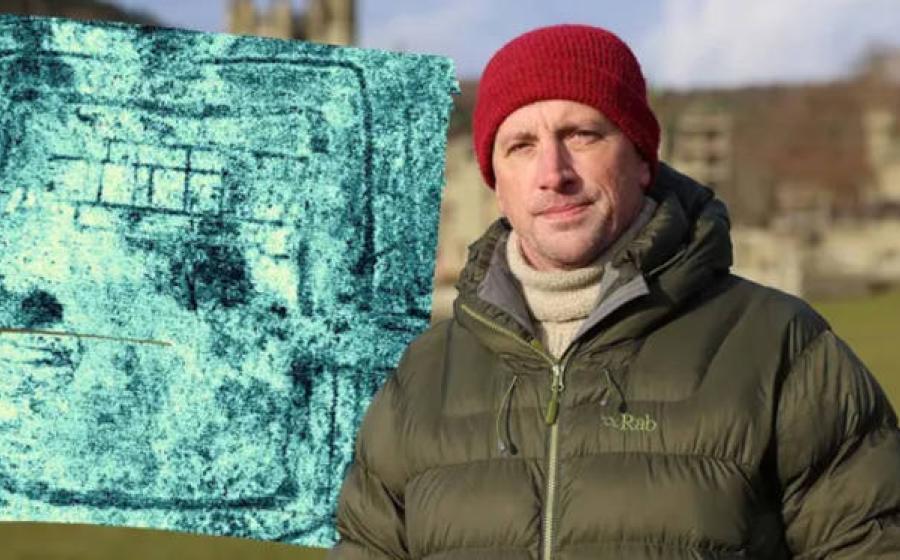 Project leader Dr Langlands at the Margam Country Park site, near Port Talbot, Wales