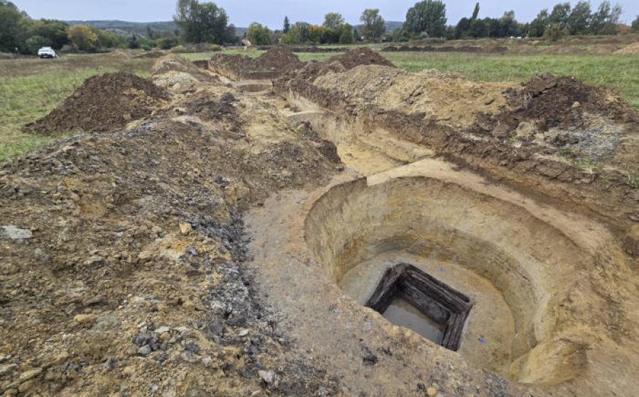 Excavation that exposed one of the Roman wells at Roman Maestriana in modern day Hungary. 