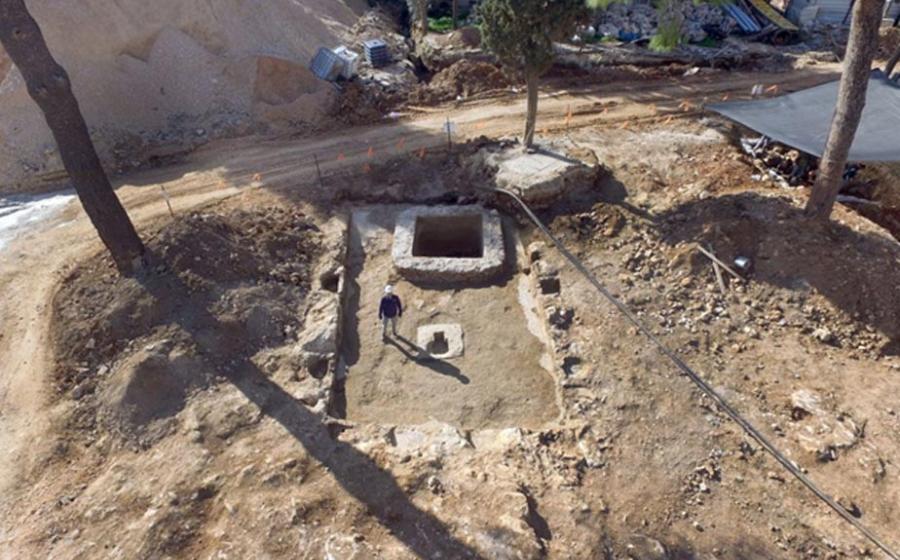 Aerial view of the winery at the Schneller Compound in Jerusalem. 