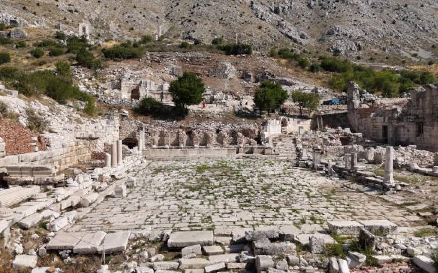 Turkey's third-largest odeon found at Sagalassa, visible in the background of the meeting square