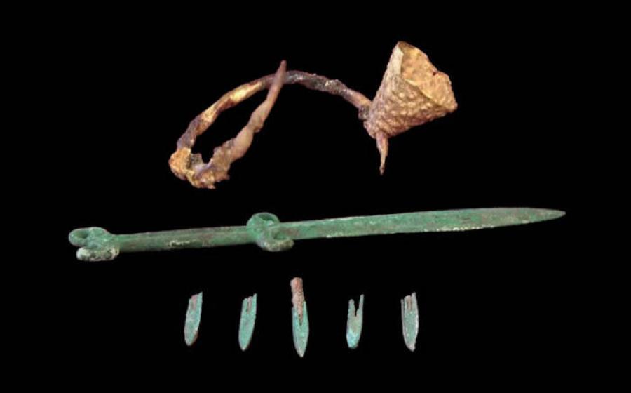 Saka sword and other grave gods from Karabiye burial ground, Kazakhstan.