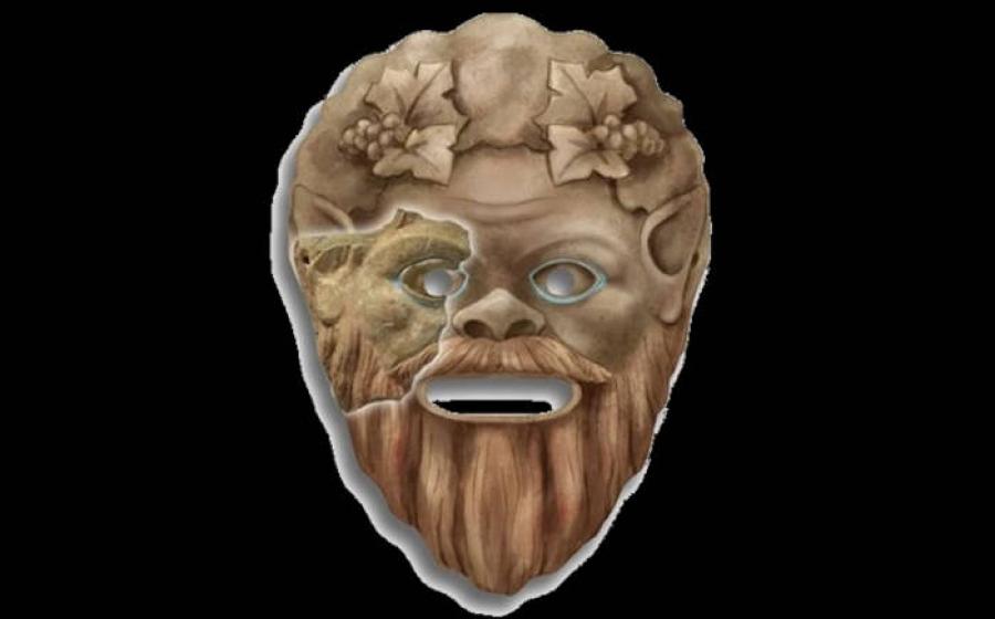 Artistic reconstruction of the 2,200-year-old satyr theater mask discovered in Phanagoria.