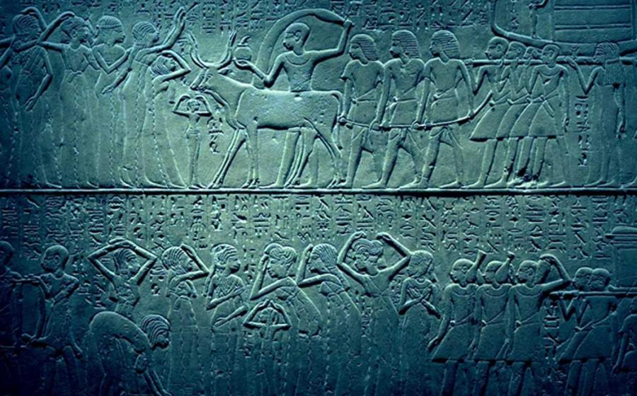 Relief of a funeral procession from the tomb of Merymery in Saqqara; design by Anand Balaji 