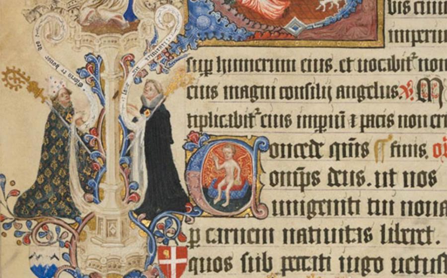 Detail of illuminated art in the Sherborne Missal. Source: Public Domain