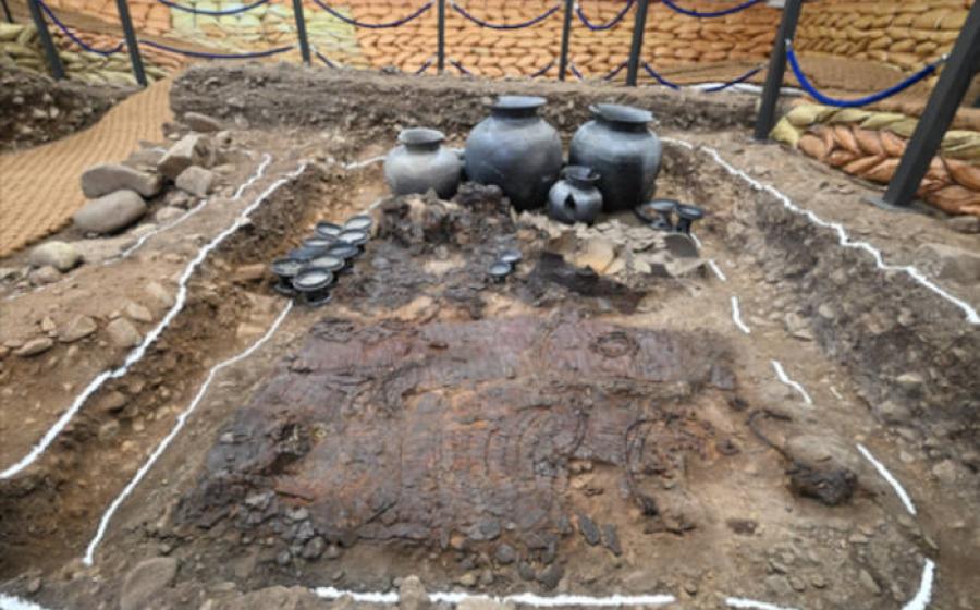 Armor and burial goods discovered a ritual burial beneath a Silla Dynasty tomb in Gyeongju, South Korea