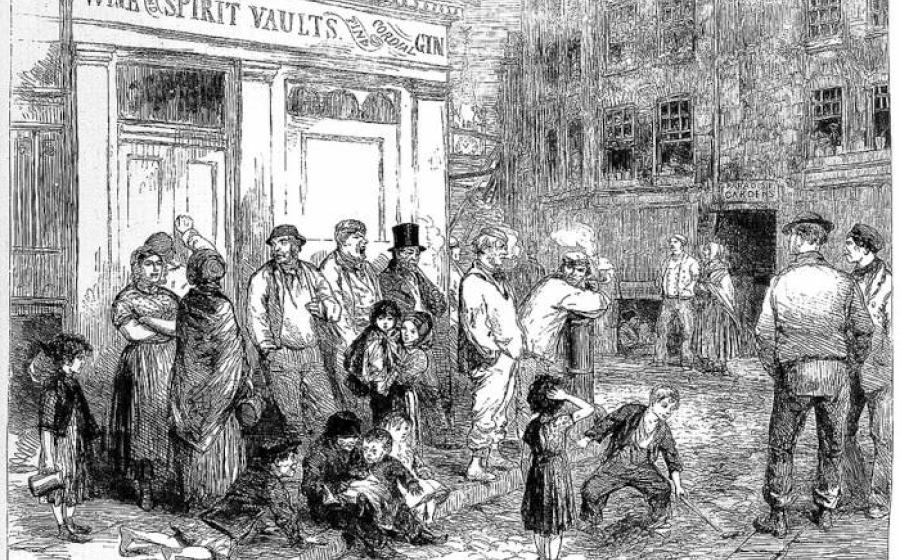 Engraving titled 'Scene in a London Street on a Sunday Morning'