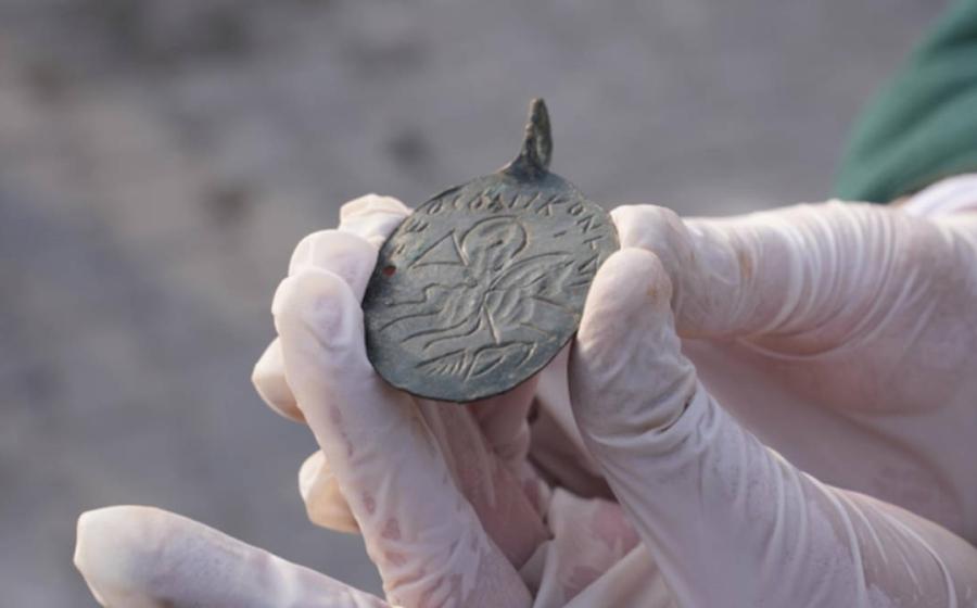 An amulet dating back to the 5th century AD was recently unearthed during excavations, depicting Solomon on horseback spearing the devil. 