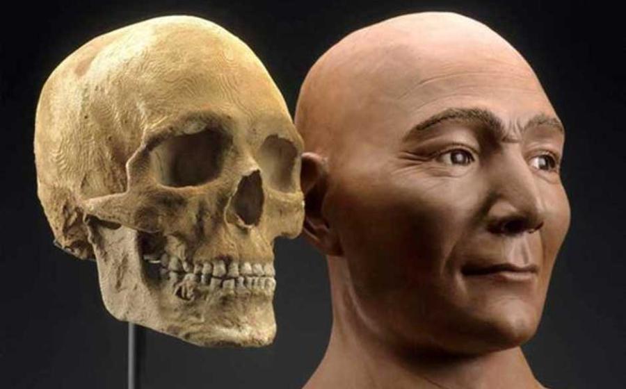 Reconstruction of the face of the Spirit Cave mummy. 