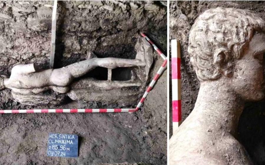 Top image: Statue of Hermes in situ at Heraclea Sintica. 	Source: Archaeologia Bulgarica