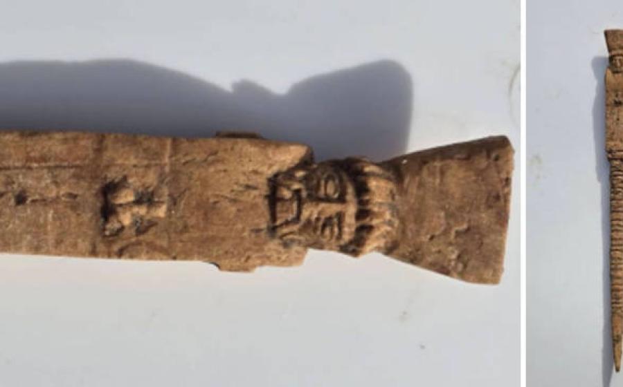 Carved bone stylus, dated to the 5th century BC, found at the ancient Greek colony of Gela on Sicily