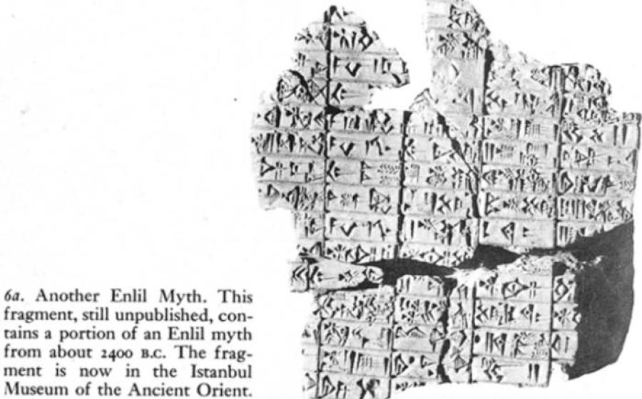 Photo of the Sumerian tablet and caption reproduced from Kramer, 1956.