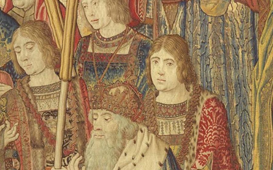 Tapestry of Vespasian and his two sons Titus and Domitian. 	Source: Public Domain