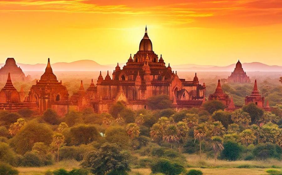 The temples of Bagan, Myanmar. Source: Painting Cat / Adobe Stock.