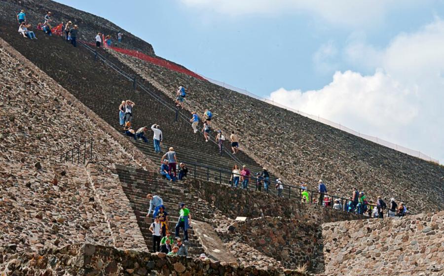Tourists at Teotihuacan, Mexico.