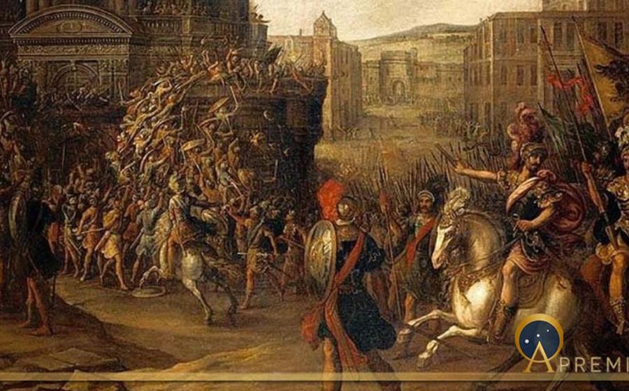 Battle Scene with a Roman Army Besieging a Large City by Juan de la Corta (17th century) (Public Domain)
