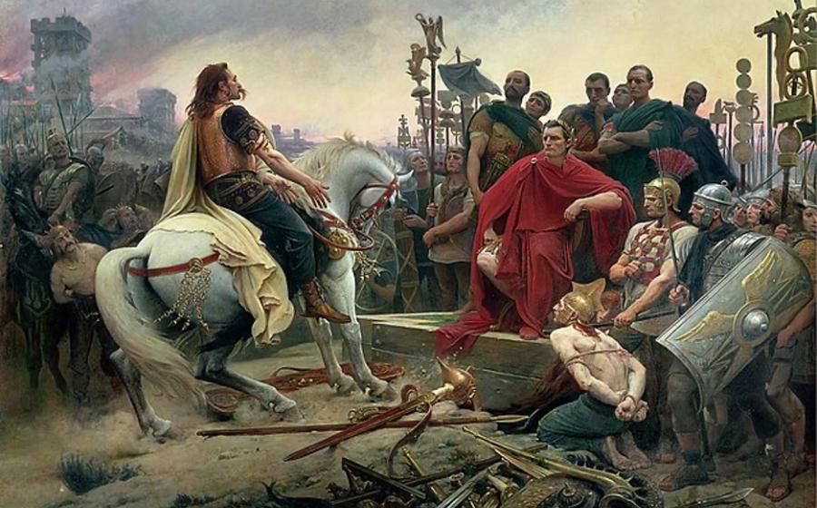 The Battle of Alesia. Vercingetorix Throws Down His Arms at the Feet of Julius Caesar.	