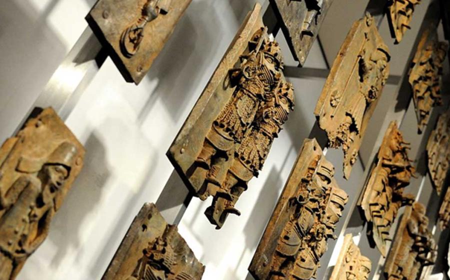 A display of the Benin Bronzes in the British Museum.