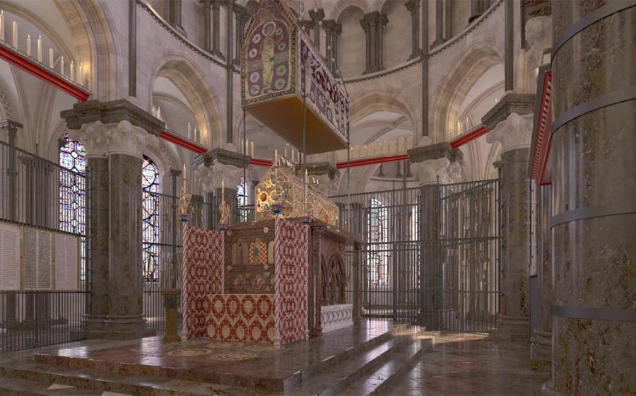 This is a CGI reconstruction of Thomas Beckets shrine.           Source: Dr John Jenkins / Taylor & Francis Group