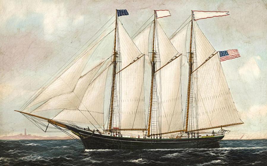 A three-masted schooner similar to the Thomas Hume