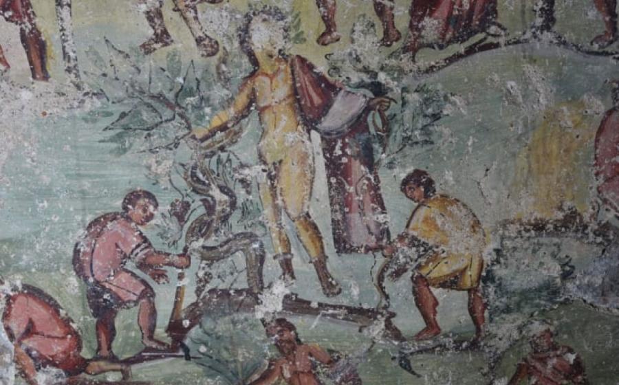 The frescos narrate everyday scenes of life in the town.