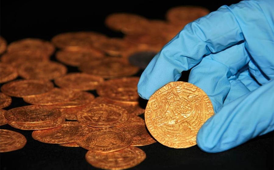 Tudor coins discovered in surprising hoard in the garden of a house in the New Forest, Hampshire. Source: The Trustees of the British Museum.