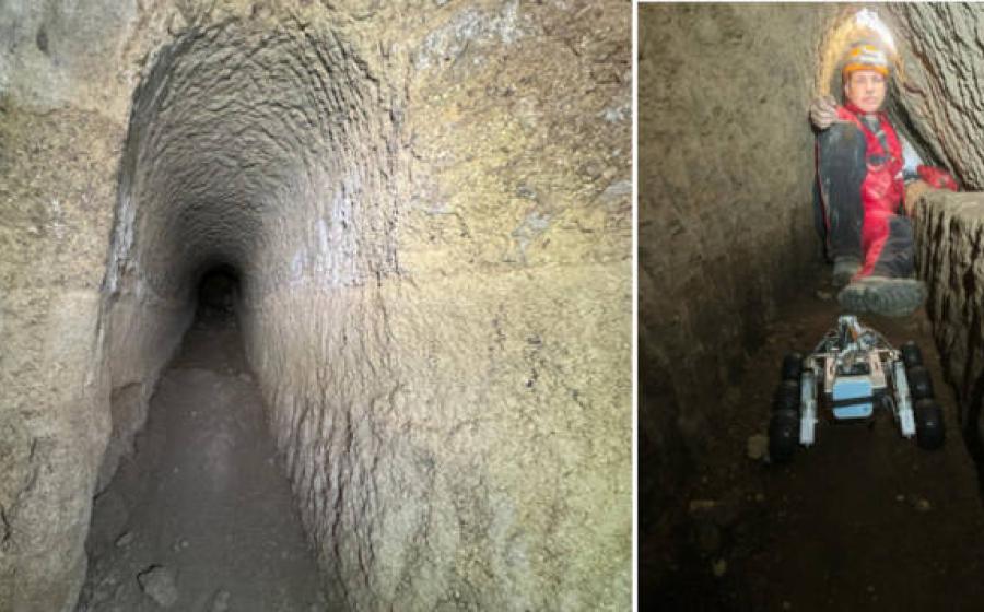 Detailed view of the cuniculi network beneath Veii showing sophisticated water channels.