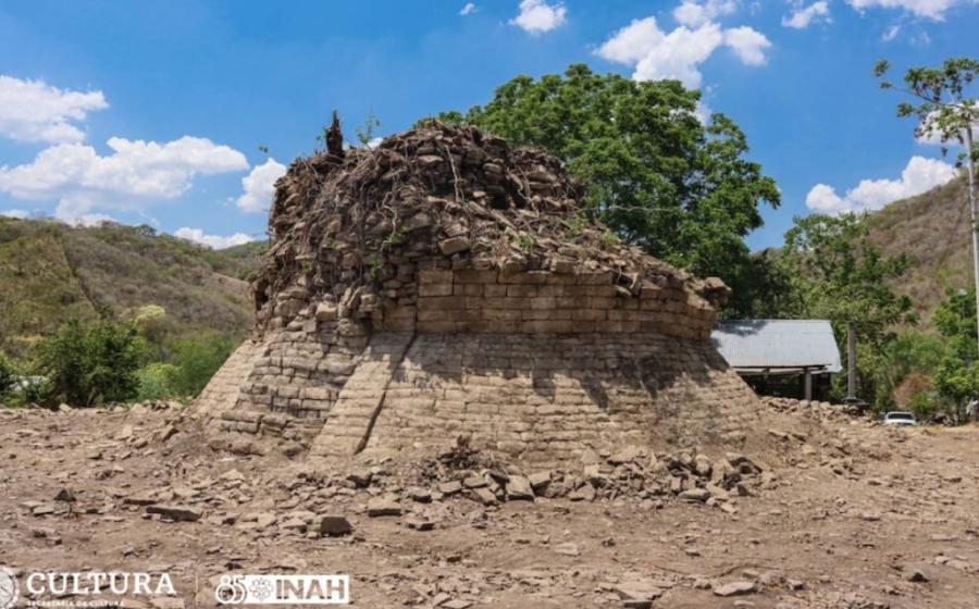 The pre-Hispanic stone structure excavated in Mexico.