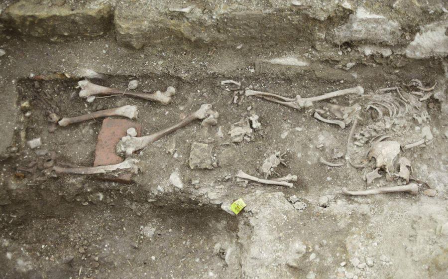 The grave of the man given the “vampire” burial in  Račeša, Croatia.