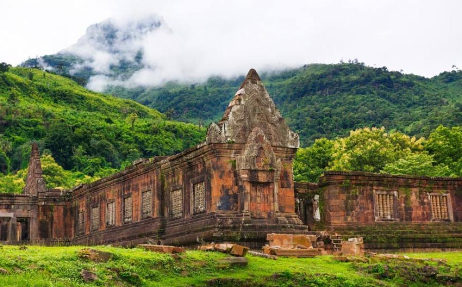 The ruins of the temple sanctuary at Vat Phou, Laos