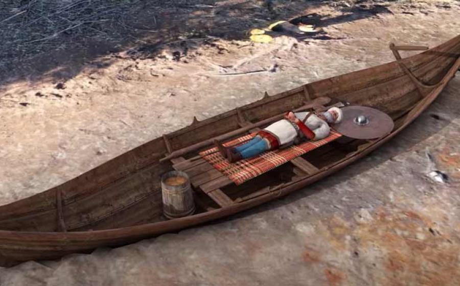 Reconstruction of a Viking ship burial. YouTube Screenshot / Norwegian Sci-Tech News