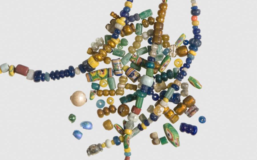 Beads found in at the medieval Ribe, Denmark Viking center, which was the basis for a new radiocarbon dating model applied to Viking Age trade. 	Source: The Museum of Southwest Jutland / Nature