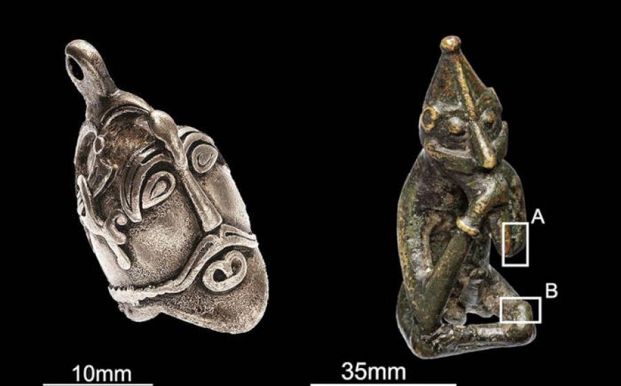 The Aska head (left) and the Rällinge figurine (right), two of the ten Viking-Age figurines analyzed in the study.