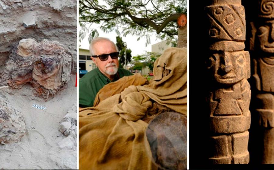 Excavations of a group burial complex of the Wari empire. Source: ed. M. Giersz, © PUCP Archaeology Program “Valley of Pachacámac”/ CC BY-SA 4.0; Center & Right: © M.Giersz, ed. K. Kowalewski/ CC BY-SA 4.0 
