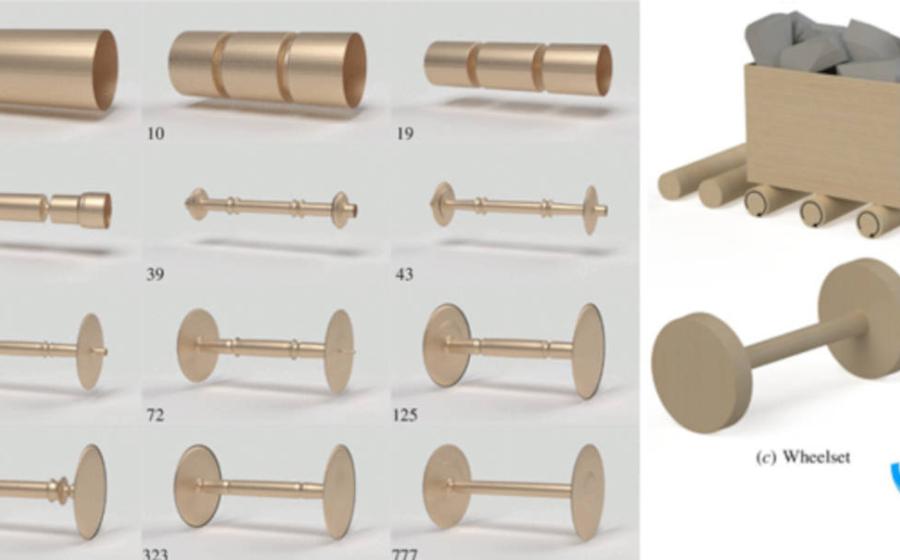 : Images show progression of the wheelset design during execution of the topology optimization algorithm in this study