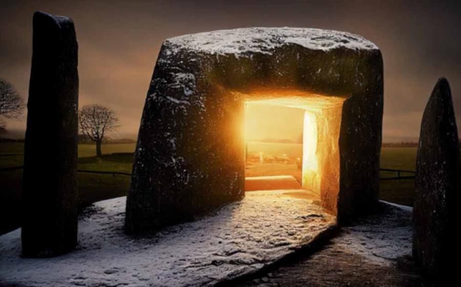 Winter Solstice at Newgrange Tomb in Ireland.	 Source: Declan Hillman/Adobe Stock 