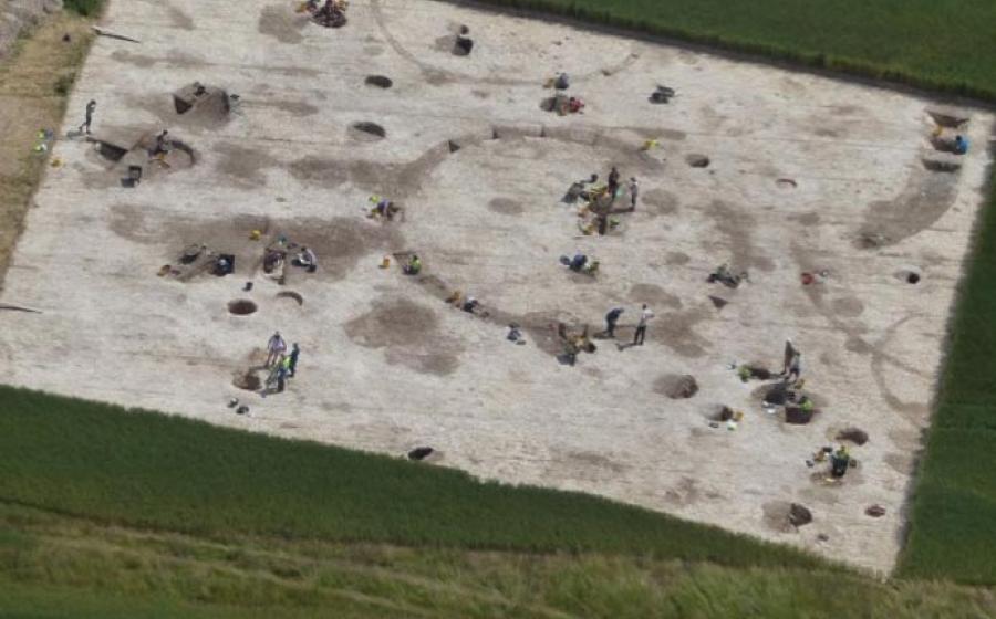 Archaeological dig site near Winterborne Kingston in Dorset. Credit: Bournemouth University.