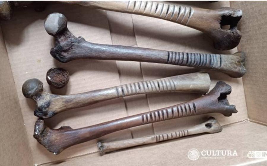 Worked human bones found on Janitzio island in an excellent state of conservation. Source: CINAH Michoacán