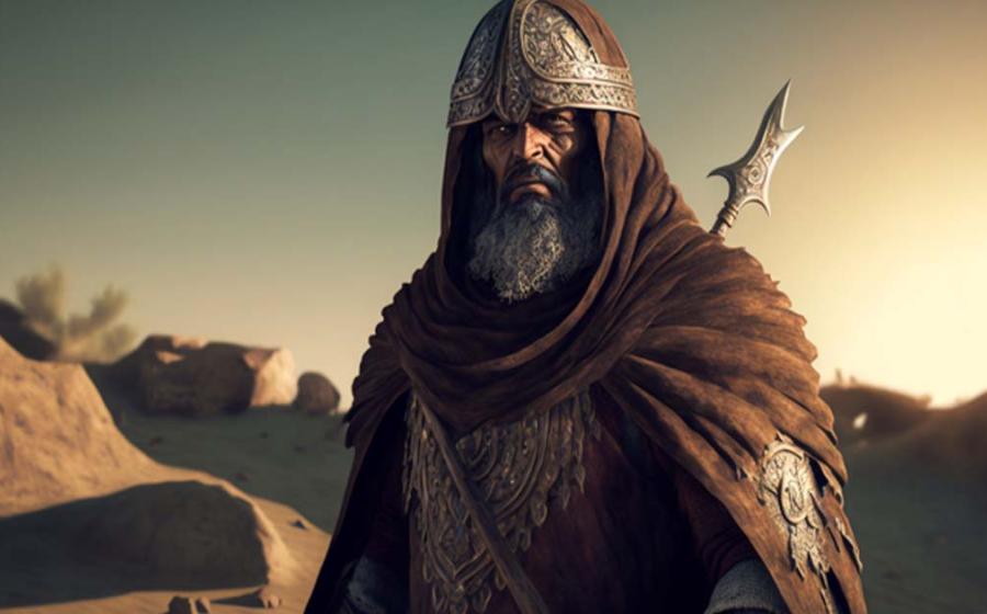 AI image of a Persian warrior leader in the desert. Source: Art Gallery/Adobe Stock